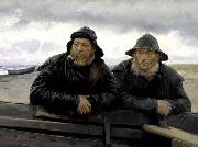 Two Fishermen beside a Boat